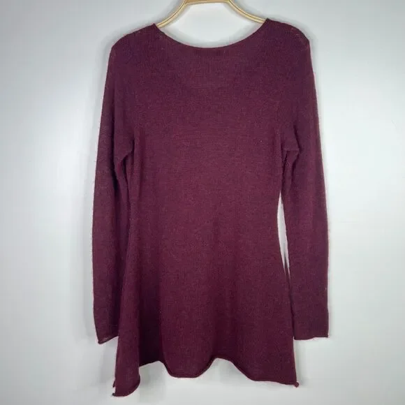 Peruvian Connection Size Medium Alpaca Blend Long Sleeve Maroon Sweater Dress - Picture 2 of 7